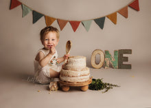 9-12 months size baby romper, cream, rainbow, Made to order
