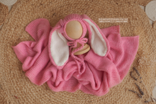 Baby newborn girl pink bunny bonnet and wrap, long ears, Easter, RTS