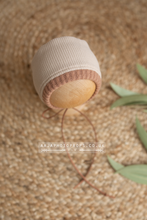 Baby bonnet and romper, Beige, pyjama, boho, RTS