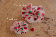 Baby turban hat, strawberry, tulle, big bow, RTS