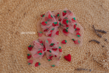 Baby turban hat, strawberry, tulle, big bow, RTS