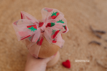 Baby turban hat, strawberry, tulle, big bow, RTS