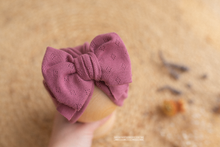 Baby turban hat, Berry pink, big bow, RTS