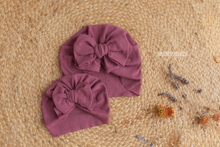Baby turban hat, Berry pink, big bow, RTS