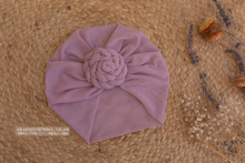 Baby turban hat, lilac, 9-12 months size, RTS