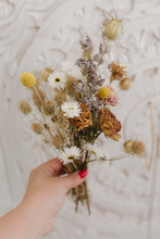 Dried flowers bunch, small, larkspur, billy buttons, scabious, strawflowers, RTS