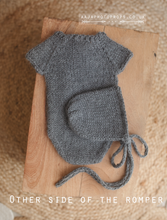 Baby newborn short sleeve romper bonnet set, grey, Made to order
