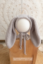 6-12 months size romper and bunny bonnet, brown, grey, pink,  fluffy , made to order