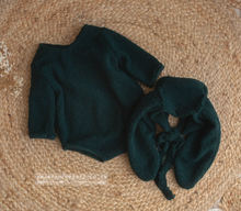 6-12 months size romper and bunny bonnet, brown, grey, pink,  fluffy , made to order