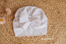 Baby newborn turban hat, white velvet, RTS