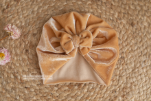 Baby newborn turban hat, dusty orange yellow, RTS