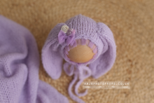 Lavender lilac baby newborn bunny bonnet and wrap, Made to order