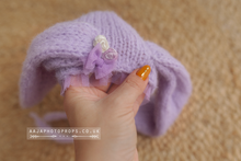 Lavender lilac baby newborn bunny bonnet and wrap, Made to order