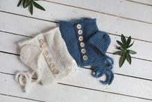 Baby newborn swaddle wrap and bonnet set, soft, knitted, buttons, Made to order
