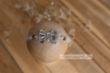 Baby girl velvet bow tieback, with wooden beads, RTS