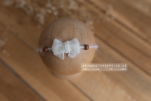 Baby girl velvet bow tieback, with wooden beads, RTS