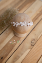 Baby newborn girl velvet bows tieback light beige, soft, RTS