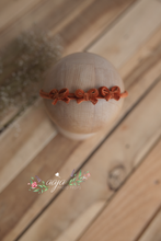 Baby newborn girl velvet bows tieback burnt orange, rust, soft, RTS