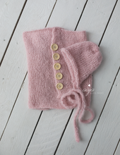 Baby newborn swaddle wrap and bonnet set, soft, knitted, buttons, Made to order