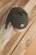 Baby Newborn pyjama romper and hat set, stripe, black, Green, buttons, footed, Made to order