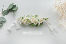 Baby newborn, sitter girl tieback flower, cream, off white, peony, RTS