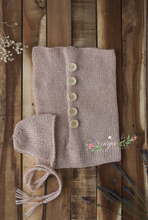 Baby newborn swaddle wrap and bonnet set, soft, knitted, buttons, Made to order