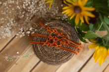 Baby newborn girl velvet bows tieback burnt orange, rust, soft, RTS