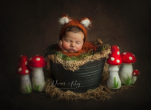 Newborn baby fox bonnet and wrap set, burnt orange, rust, Made to order