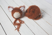 Newborn baby fox bonnet and wrap set, burnt orange, rust, Made to order