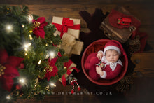 Baby newborn knitted footed pyjama romper, hat, collar, Red, white, Made to order