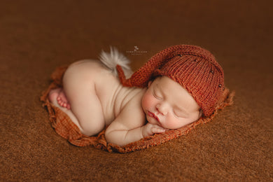 Rust brown, burnt orange, knitted baby hat, newborn, beads, Made to order