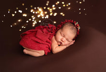 Baby girl newborn bonnet, maroon red, Gold, RTS