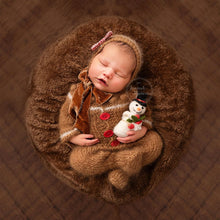 Baby newborn knitted gingerbread pyjama, bonnet, vest, scarf bundle, made to order