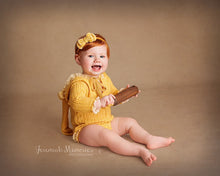 Vintage style hooded bunny romper, yellow, made to order