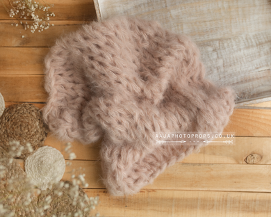 Knitted chunky layer, fluffy soft, blush dusty pink Photo prop, made to order