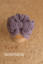 Baby turban hat, newborn, dusty purple, mauve, waffle, RTS