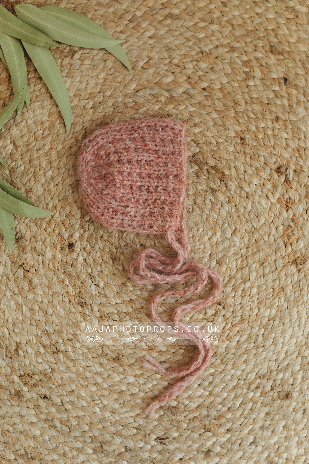 Knitted Baby newborn bonnet brick rust, RTS