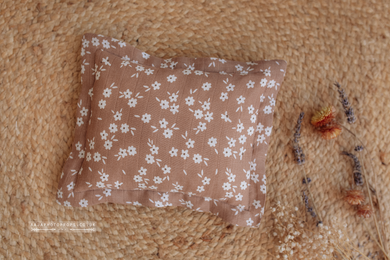 Newborn Posing pillow, light brown flowers, boho, RTS