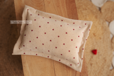 Newborn Posing pillow, Valentine, heart, creamy beige, velvet, corduroy, RTS