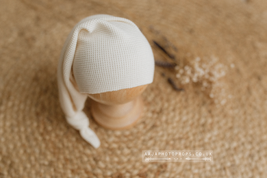 Baby newborn sleepy waffle hat, cream, RTS