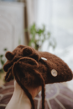 Baby newborn knitted romper and bear bonnet, off white, made to order