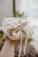 Baby newborn knitted romper and bear bonnet, off white, made to order