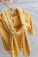 Vintage style hooded bunny romper, yellow, made to order