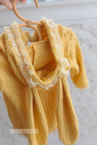 Vintage style hooded bunny romper, yellow, made to order