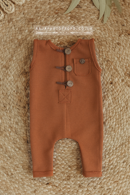 Baby newborn sleeveless romper, burnt orange, rust, made to order
