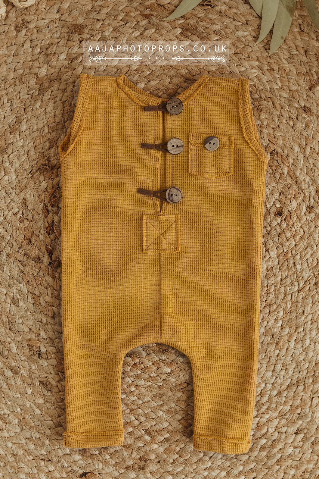 Baby newborn sleeveless romper, mustard yellow, RTS