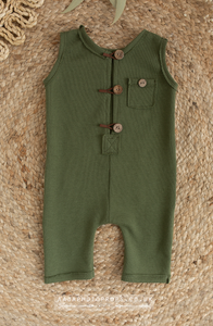 9-12 months size baby romper, green, made to order
