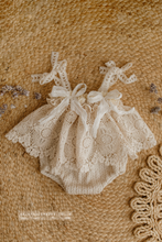 Baby girl beige romper, vintage style, boho, made to order