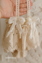 Baby girl beige romper, vintage style, boho, made to order