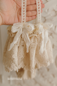 Baby girl beige romper, vintage style, boho, made to order